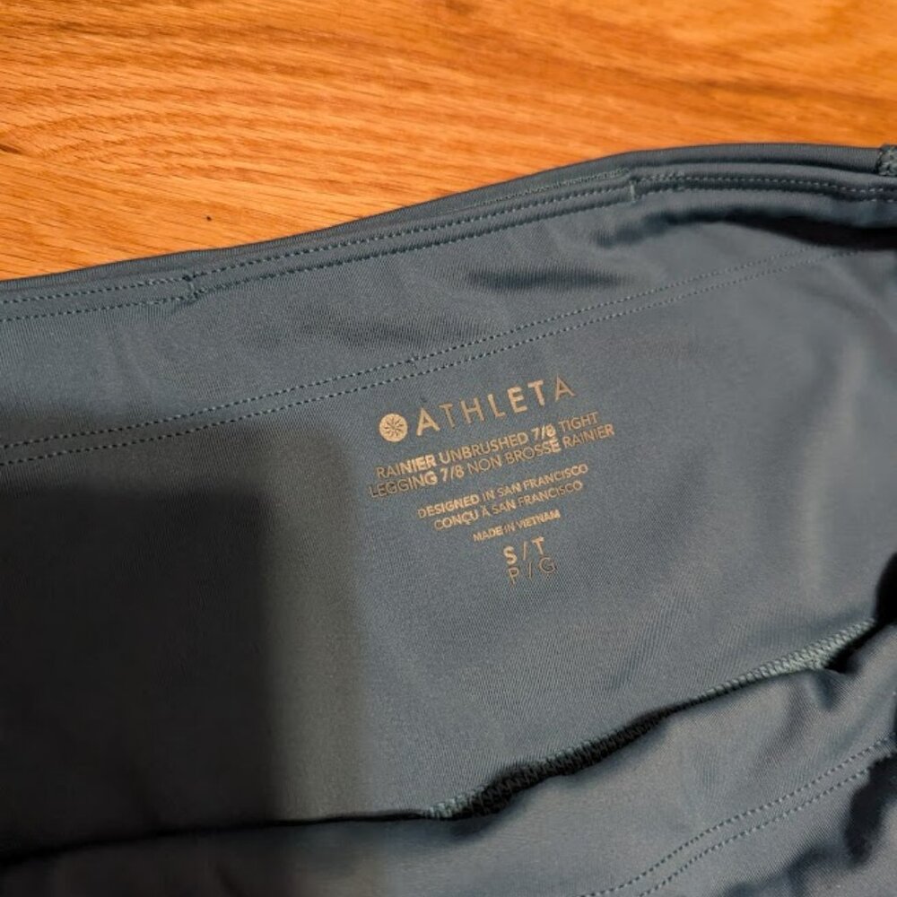 Athleta Unbrushed 7/8 Rainier Tight Borealis Green Teal Small TALL - Picture 9 of 9